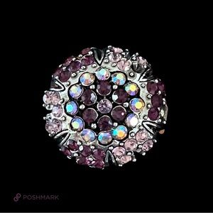 💖 Purple & Pink Crystal Bloom Cocktail Ring 💖